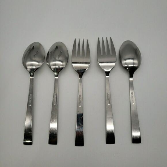 5 PC Wallace JULIENNE Pierced Serving Spoon & Serving Forks Stainless Korea - Picture 3 of 6